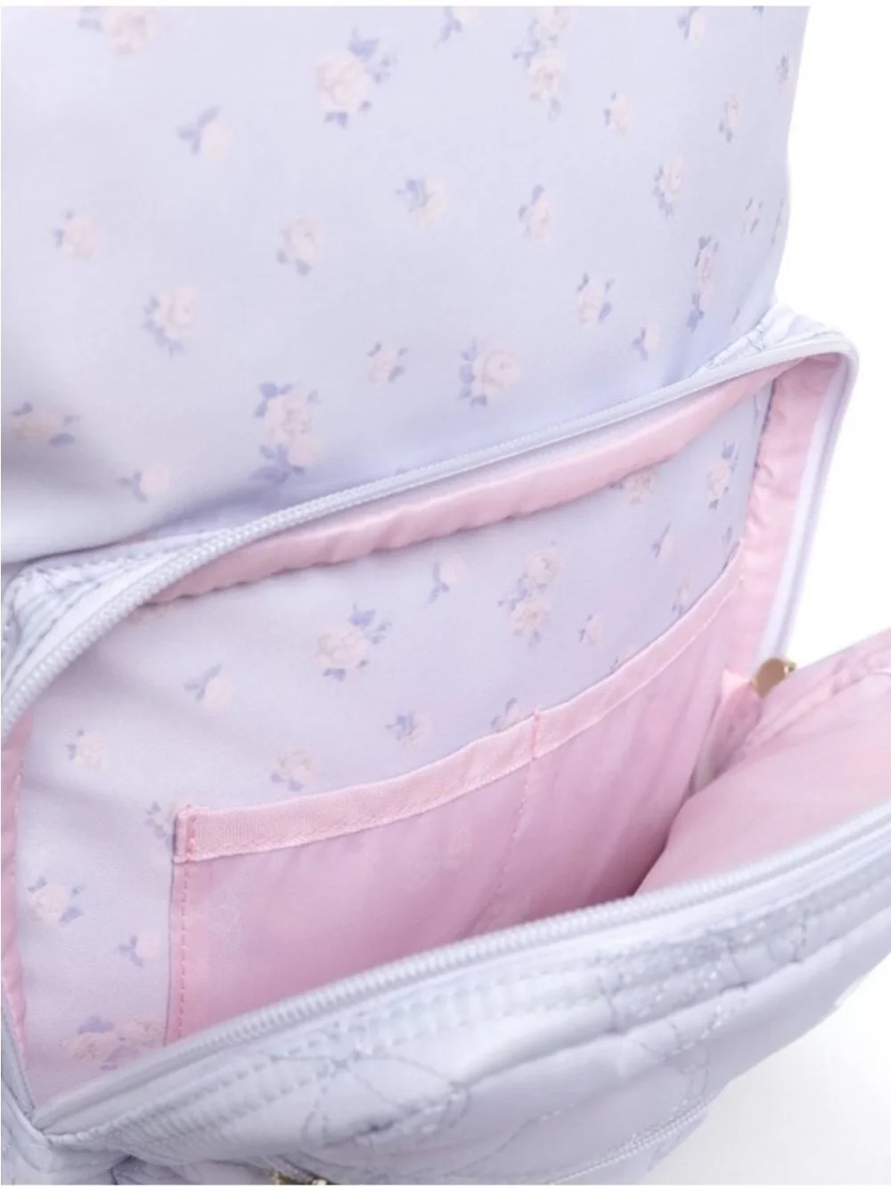 Light Blue Floral Backpack for Women